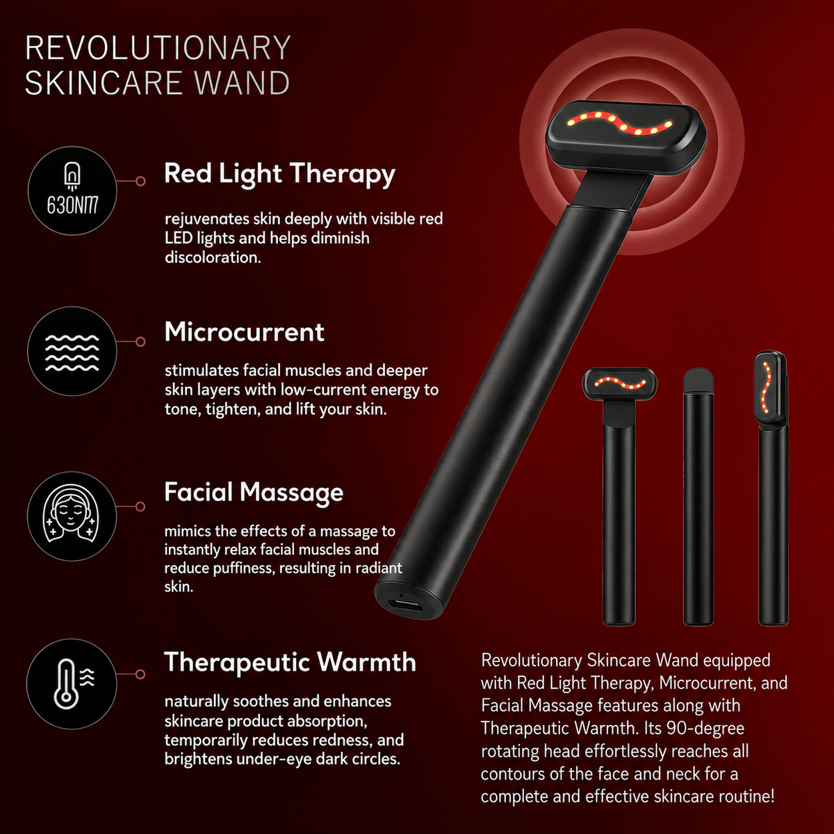 Dermissa™ 4-in-1 LED Light Therapy & Microcurrent Facial Renewal Wand