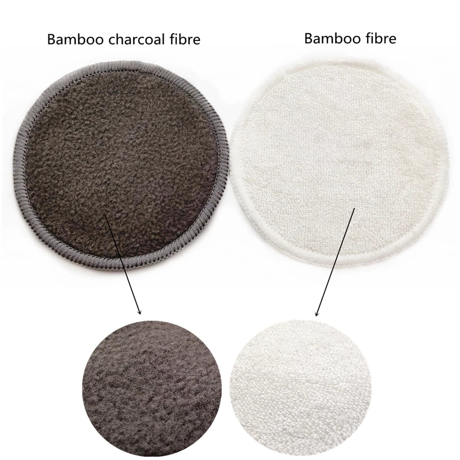 Reusable Bamboo Makeup Remover Pads 12Pcs/Bag Washable Rounds Cleansing Facial Cotton Make up Removal Pads Tool